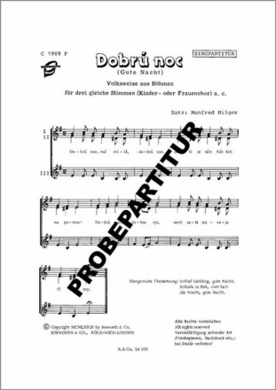 Dobru Noc f�r Frauenchor Singpartitur