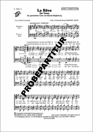 Le R�ve f�r gem Chor Klavierpartitur