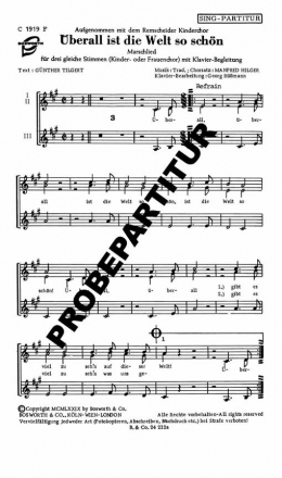 berall ist die Welt so schn fr Frauenchor Singpartitur