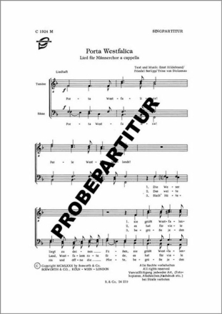Porta Westfalica f�r M�nnerchor Singpartitur