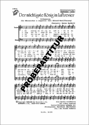 Der m�chtigste K�nig im Luftrevier f�r M�nnerchor Singpartitur