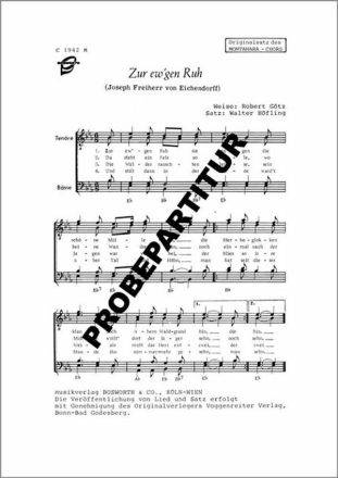 Zur ew'gen Ruh sie sangen f�r M�nnerchor Singpartitur
