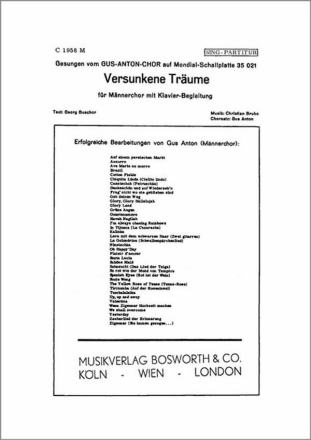 Versunkene Tr�ume f�r M�nnerchor Klavierpartitur