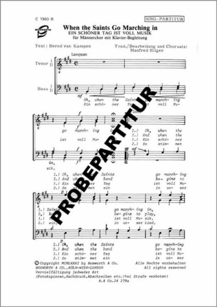 Ein sch�ner Tag ist voll Musik f�r M�nnerchor Klavierpartitur