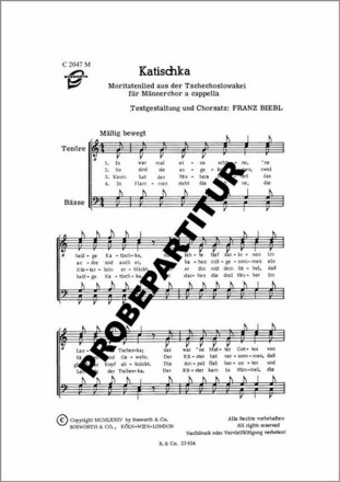 Katischka f�r M�nnerchor Singpartitur