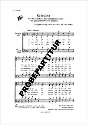 Katischka f�r gem Chor Singpartitur