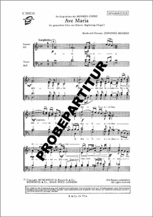 Ave Maria f�r gem Chor Klavierpartitur