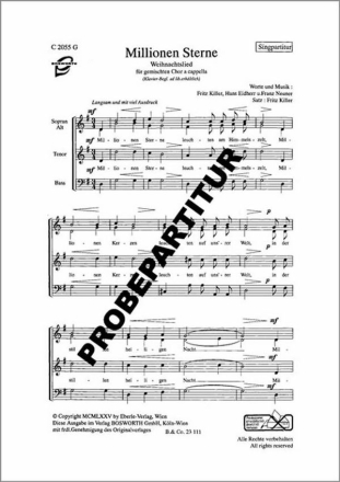 Millionen Sterne f�r gem Chor Singpartitur