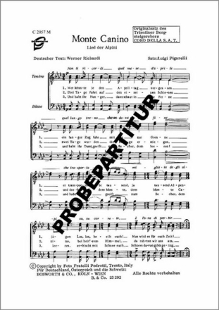 Monte Canino f�r M�nnerchor Singpartitur