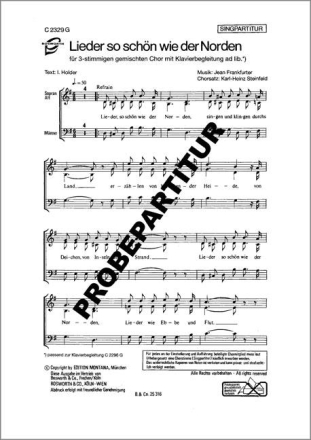 Lieder so sch�n wie der Norden f�r gem Chor Singpartitur