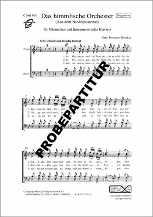 Das himmlische Orchester f�r M�nnerchor Klavierpartitur