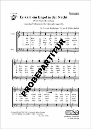 ES KAM EIN ENGEL IN DER NACHT f�r M�nnerchor Singpartitur