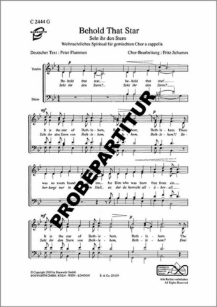 Behold That Star f�r gem Chor Singpartitur