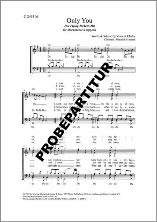 Only You f�r M�nnerchor Singpartitur