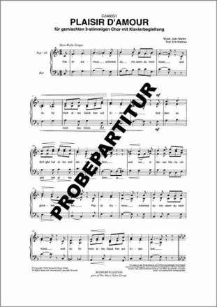 Plaisir d'amour f�r gem Chor Singpartitur