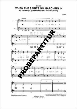 When the Saints go marching in f�r gem Chor Singpartitur