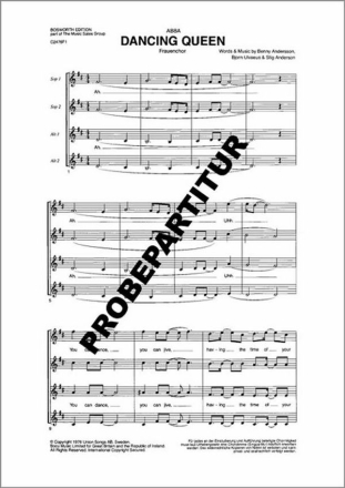 Dancing Queen (Englisch) f�r Frauenchor Klavierpartitur