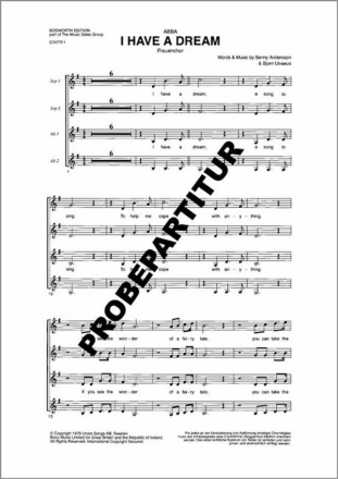 I have a Dream f�r Frauenchor Klavierpartitur
