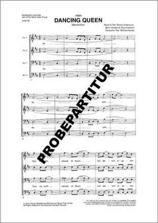 Dancing Queen (Deutsch) f�r M�nnerchor Klavierpartitur