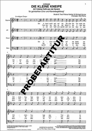 Die kleine Kneipe f�r gem Chor Singpartitur