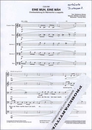 Eine Muh, eine M�h f�r M�nnerchor Singpartitur