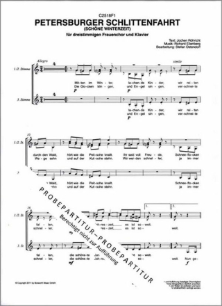 Petersburger Schlittenfahrt f�r Frauenchor Singpartitur