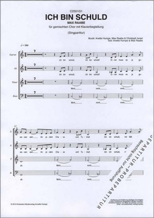 Ich bin Schuld (Max Raabe) f�r gem Chor Klavierpartitur