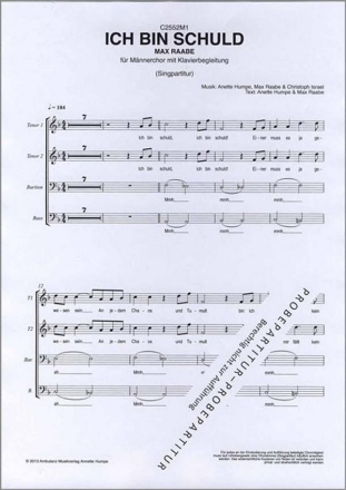 Ich bin Schuld (Max Raabe) f�r M�nnerchor Klavierpartitur