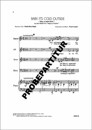 Baby, it?s Cold Outside f�r gem Chor Klavierpartitur