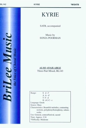 Sonja Poorman Kyrie Chor und Keyboard Chorpartitur