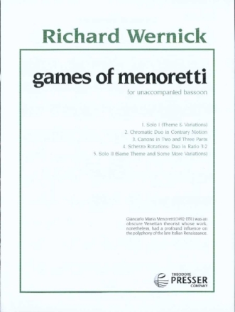 Richard Wernick Games Of Menoretti Fagott Solostimme