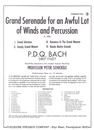 P. D. Q. Bach Grand Serenade for An Awful Lot Of Winds and Percussio sinfonisches Blasorchester Direktion