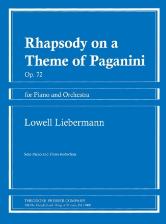 Lowell Liebermann Rhapsody On A Theme Of Paganini Klavier und Glocken Klavierauszug mit Solostimmen