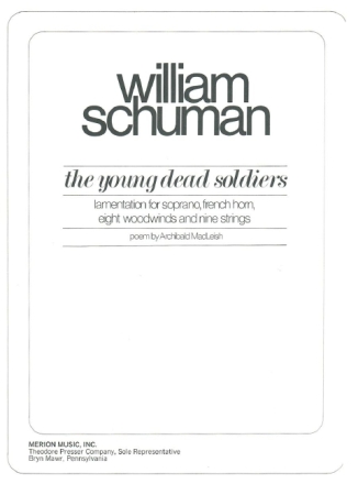 William Schuman Young Dead Soldiers Sopran, Horn, Englischhorn, Oboe, Klarinette, Fagott, Viola, Violoncel Studienpartitur