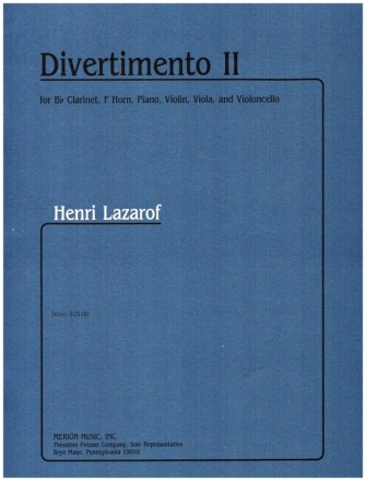 Divertimento II for clarinet, horn, violin, viola and violoncelle study score