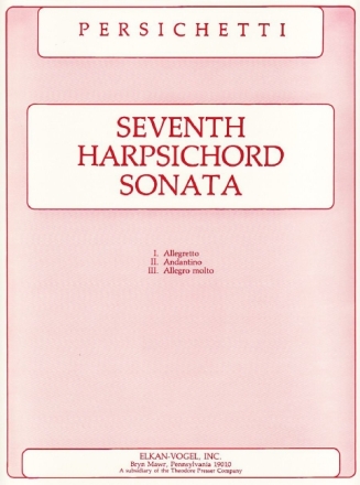 Vincent Persichetti Seventh Harpsichord Sonata Cembalo Solostimme