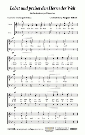 Thibaut Lobet und preiset den Herrn der Welt (dreistimmig) fr TTB Singpartitur