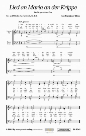 Franz-Josef Otten Lied an Maria an der Krippe (vierstimmig) fr SATB Singpartitur