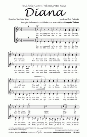 Musik und  Diana fr SSAA und Klavier Singpartitur