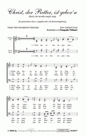 Felix Mendelssohn Bartholdy Christ, der Retter, ist geborn (vierstim fr SATB und Klavier Singpartitur
