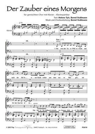 Bernd Stallmann, Helene Tyls Der Zauber eines Morgens (vierstimmig) fr SATB und Klavier Singpartitur