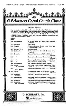 While By My Sheep SATB a Cappella Chorpartitur