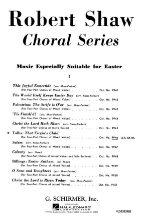 Thomas Tallis, That Virgin's Child SATB a Cappella Chorpartitur