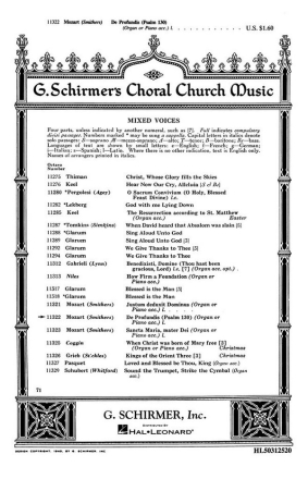 Wolfgang Amadeus Mozart, De Profundis SATB and Piano Chorpartitur