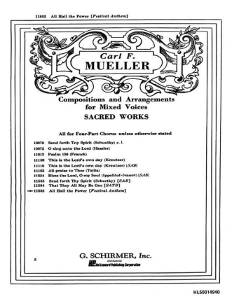 Carl F. Mueller, All Hail The Power SATB and Organ Buch