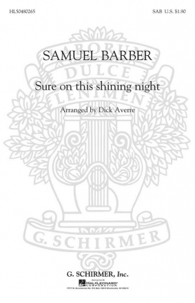 Samuel Barber, Sure On This Shining Night SAB Chorpartitur
