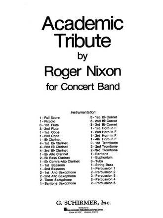 Roger Nixon, Academic Tribute Concert Band Partitur
