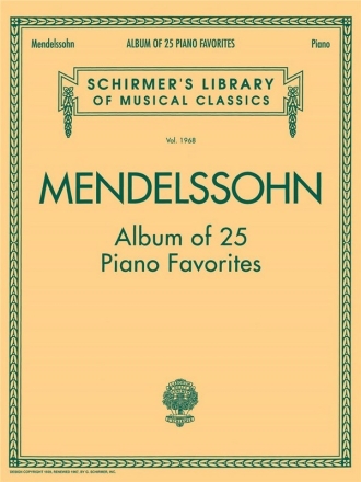 Felix Mendelssohn Bartholdy, Album Of 25 Piano Favourites Klavier Buch