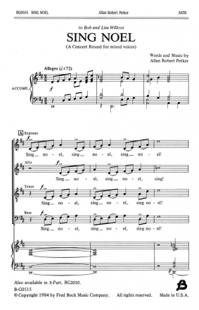 Allan Robert Petker, Sing Noel SATB Chorpartitur