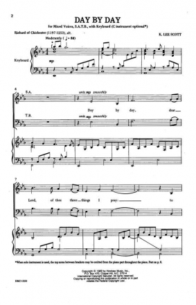K. Lee Scott, Day By Day SATB, Keyboard, Optional C-Instrumentation Chorpartitur